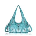 thumbnail image 1 of Bolso de mano Angelkiss de piel lavada para mujer, color azul, 1 of 7
