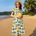 thumbnail image 4 of Lsque Train With Animals Print Women's Casual Dress T-Shirt Summer Short Sleeve Scoop Neck Swing Dresses, 4 of 6