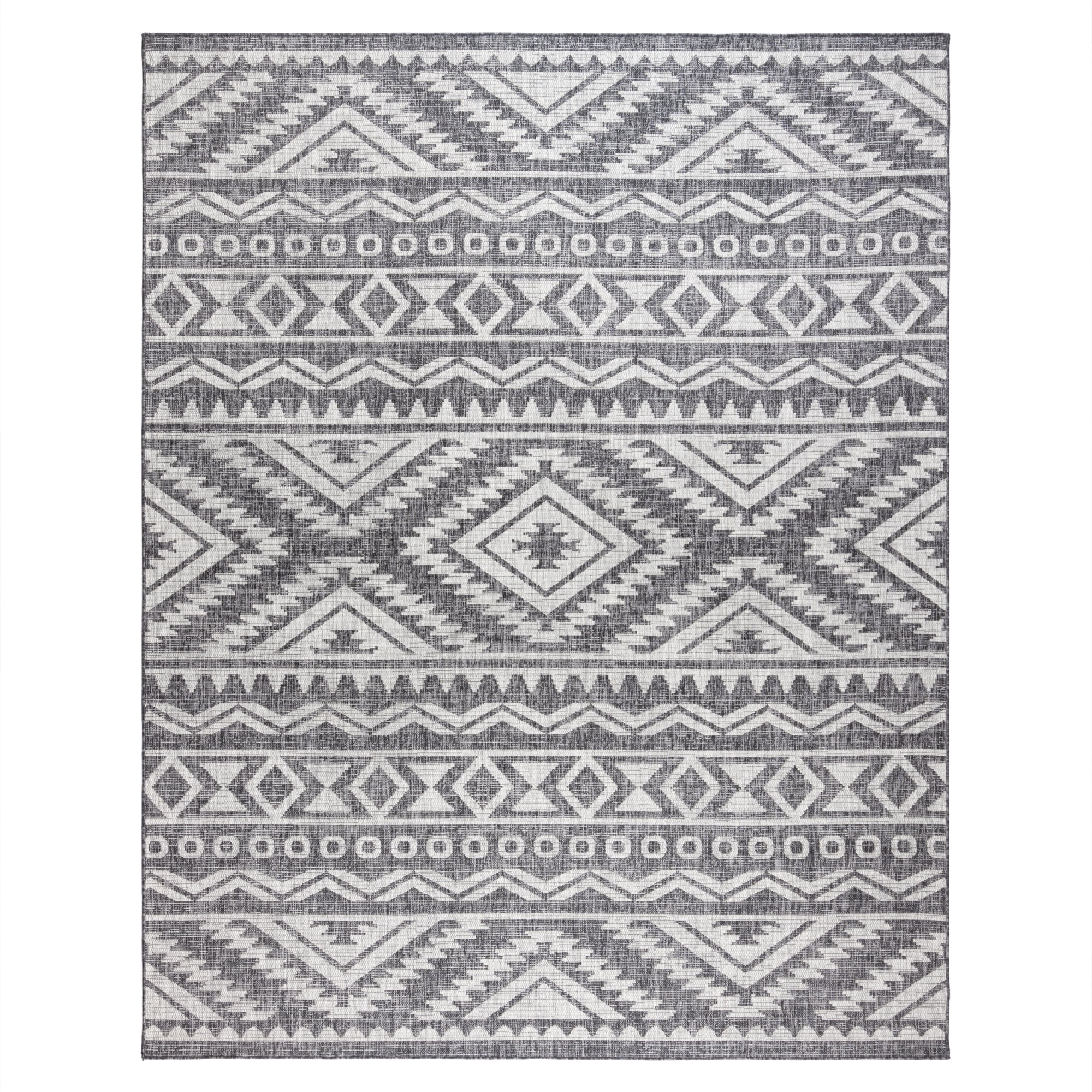 Savara Dakari Indoor/ Outdoor Polypropylene Gray Flat Weave Area Rug, 8x10