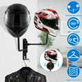 thumbnail image 4 of PENGXIANG Dual-Ball Motorcycle Helmet Holder Wall Mount 180° Rotation Helmet Hanger with Hook Metal Helmet Stand Rack Storage Hook for Motorcycle Bike Helmets Coats s, 4 of 9