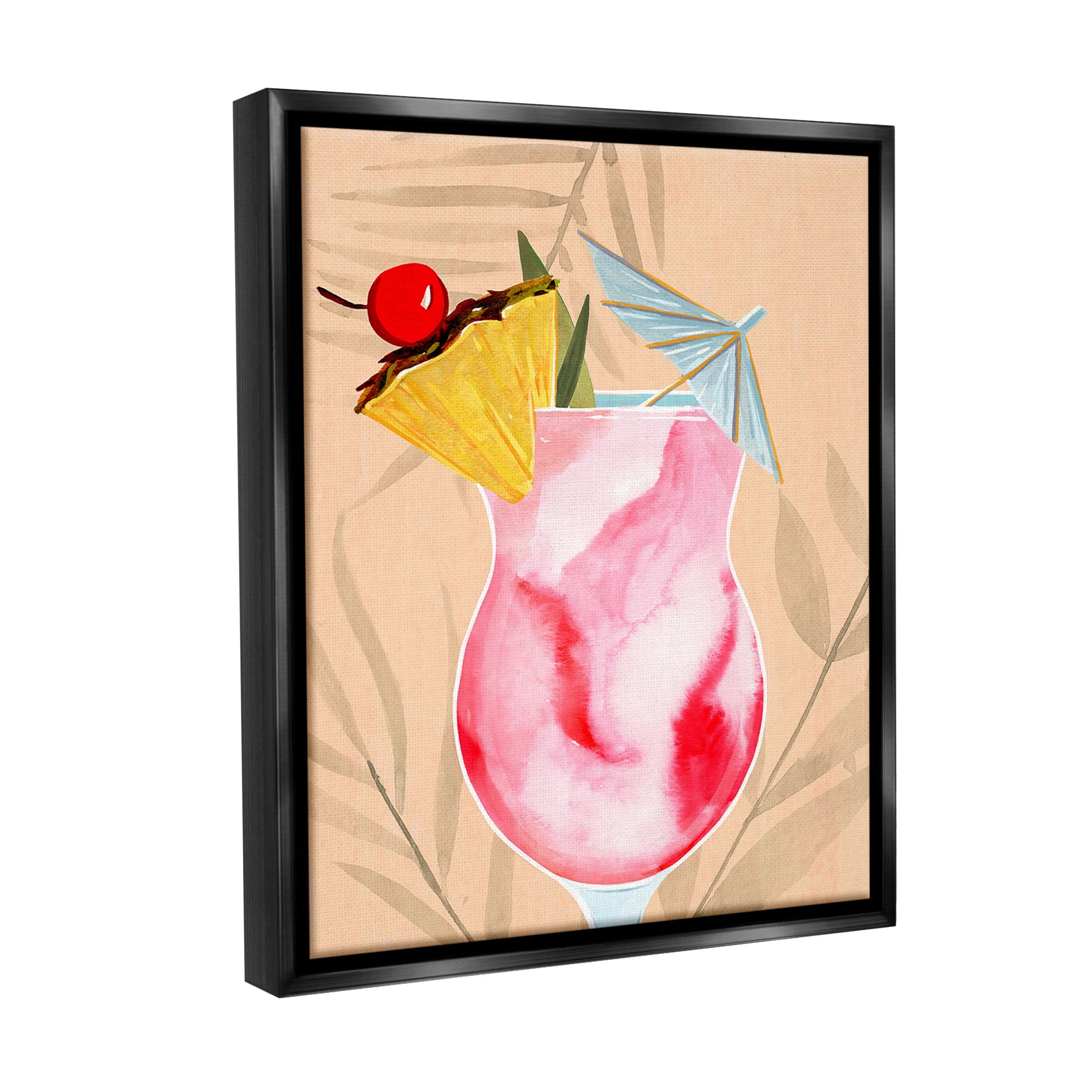 Stupell Industries Fruity Cocktail Drink Food & Beverage Painting Black Floater Framed Canvas Art Print Wall Art, 17 x 21