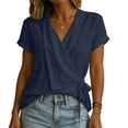 thumbnail image 6 of TGSLY Adjustable Wrap Side Tie Tops for Women Breathable Soft V Neck Short Sleeve Blouses Loose Fit Dressy Casual Solid Color T-Shirts XL, 6 of 8