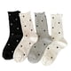 thumbnail image 1 of Zhuge 4 pares de calcetines de algodón para mujer,calcetines de vestir finos,suaves y cómodos,calcetines por encima del tobillo para uso casual, calcetines deportivos (beige, blanco, gris, negro), 1 of 2