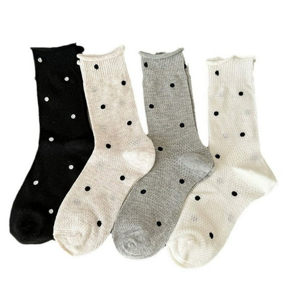 ERDOUY 8 pairs of Thin, Soft, Comfortable and Breathable Women’s Cotton Crew Socks - Above Ankle for Business, Casual and Athletic Use (Beige,White,Grey,Black)