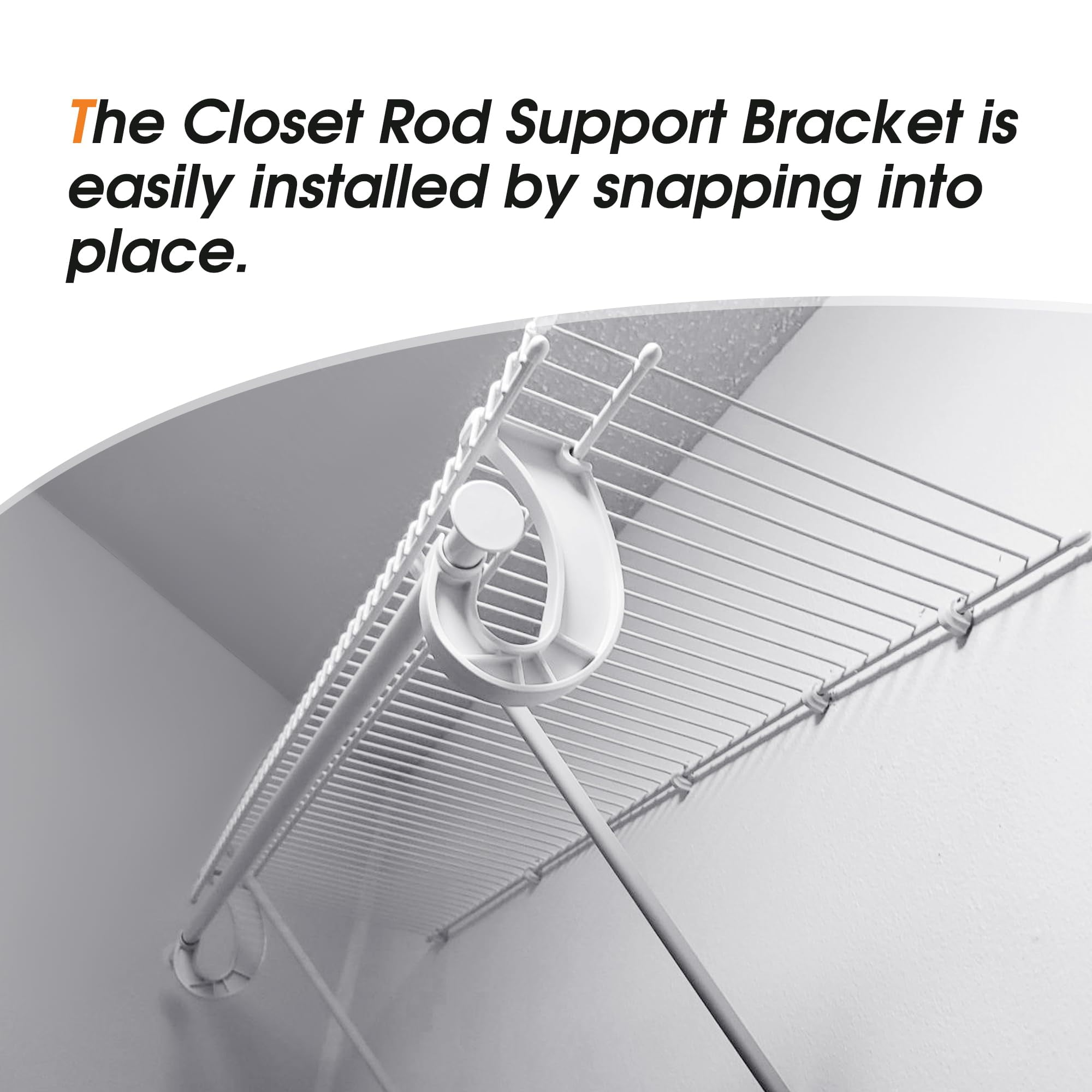 10Pcs Hanging Closet Rod Support - 3/4" J-Shaped Shelf Rod Holder, Sturdy Closet Brackets for Hanging Clothes, Cabinets, Curtain