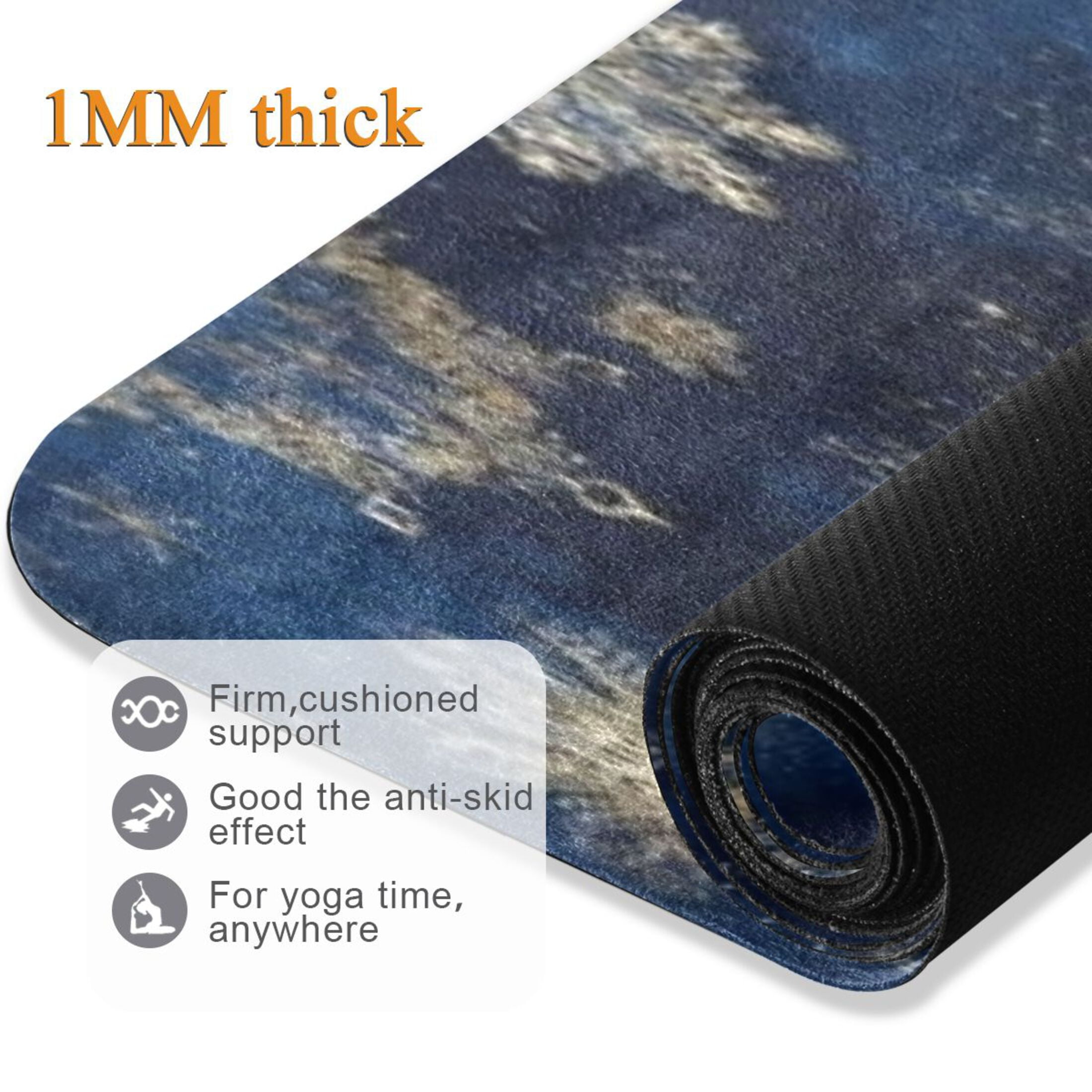 BZSMCE Yoga Mat Women Fitness Mat Snowflake Navy Pattern