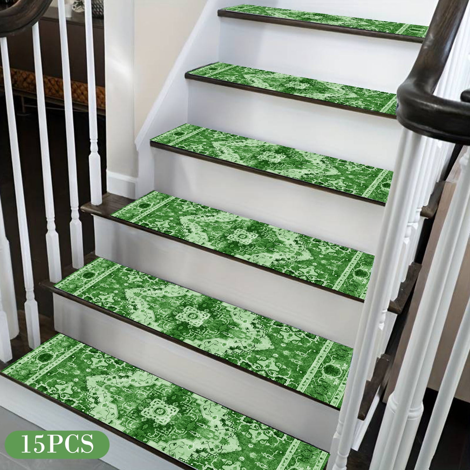 CaiYueKe 15 Pcs Non Slip Stair Treads Carpet Runner Rug Pads Anti Skid Safety Grip Tape for Stairs Indoor Outdoor Steps Pet Friendly Washable Reusable Adhesive