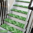 thumbnail image 6 of 15PCS Non-Slip Carpet Stair Treads, 8x30in Polyester Anti-Skid Indoor Runner with Reusable Adhesive, Safe for Kids Elders Pets, Easy Clean,Green, 6 of 8