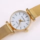thumbnail image 4 of Reloj de cuarzo unisex con esfera redonda grande y números romanos con correa de malla de moda, dorado glam, 4 of 4