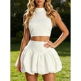 thumbnail image 5 of LMLYSoH Women 2 Piece Skirt Outfits Back Bow Halter Neck Sleeveless Tops and High Rise Mini Puff Skirt for Party Club, 5 of 9