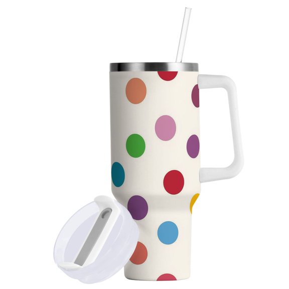 Yayeee Tumbler with Lids and Straws and Handle Insulated Cup 30oz Stainless Steel Vacuum Bottle for Iced & Hot Beverages