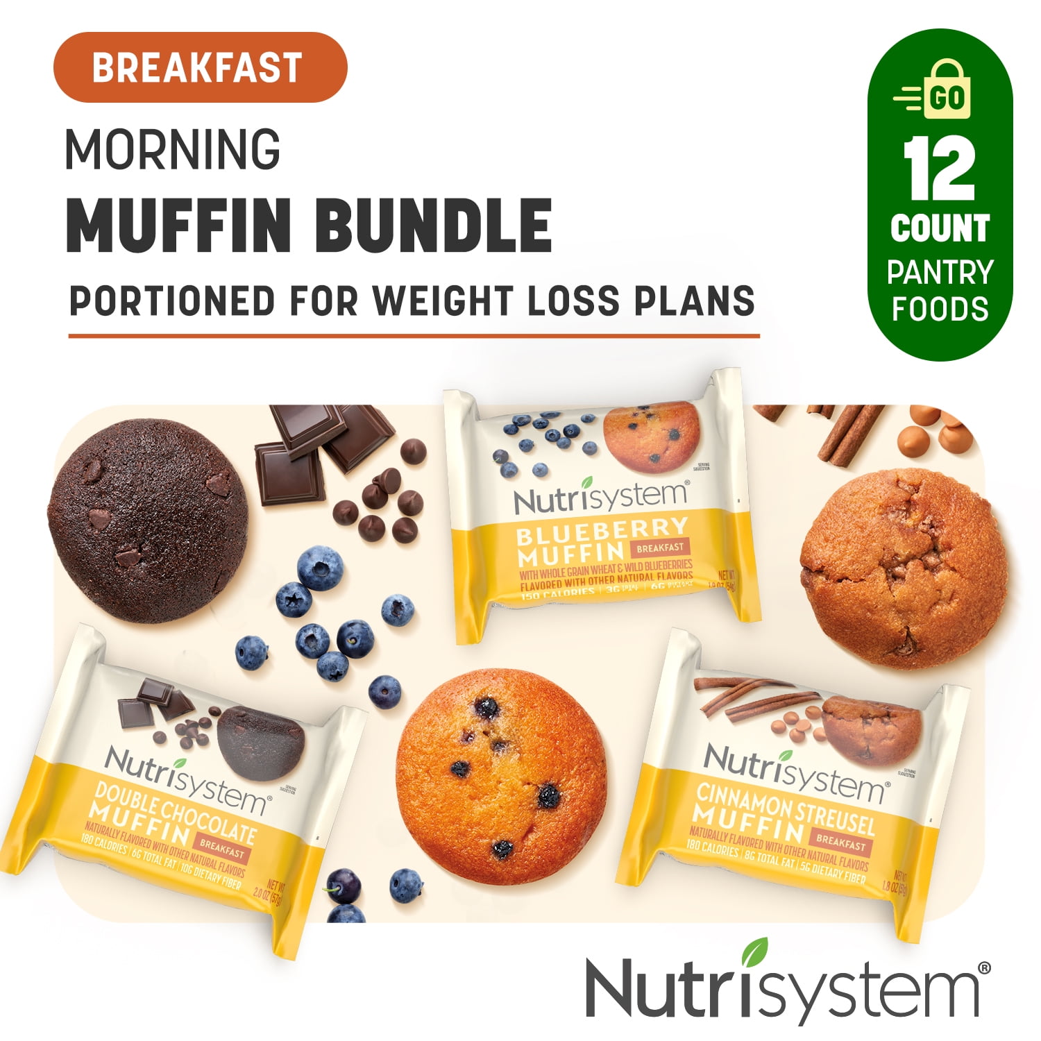Nutrisystem Breakfast OnTheGo Variety Bundle Muffins, 12 Count
