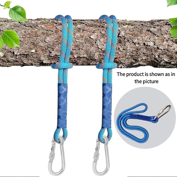 2 Pcs 60cm Heavy-Duty Tree Swing Hanging Straps with Sturdy Metal Hooks, Multi-Purpose Connecting Ropes for Hammocks, Swing Chairs & Yoga Hammocks, Universal Hanging Accessories