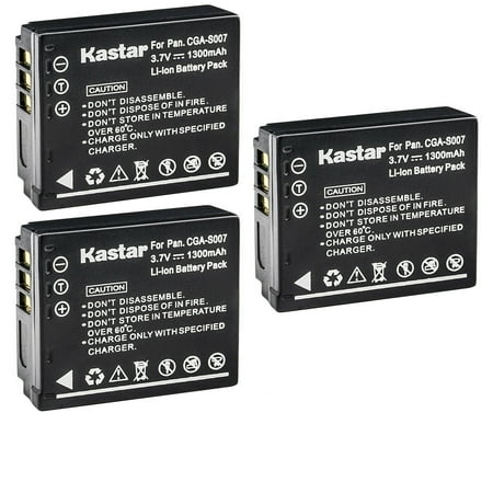 Kastar 3-Pack CGA-S007 Battery Replacement for Panasonic Lumix DMC-TZ11 Lumix DMC-TZ15 Lumix DMC-TZ50 Lumix DMC-TZ50K Lumix DMC-TZ50S Camera