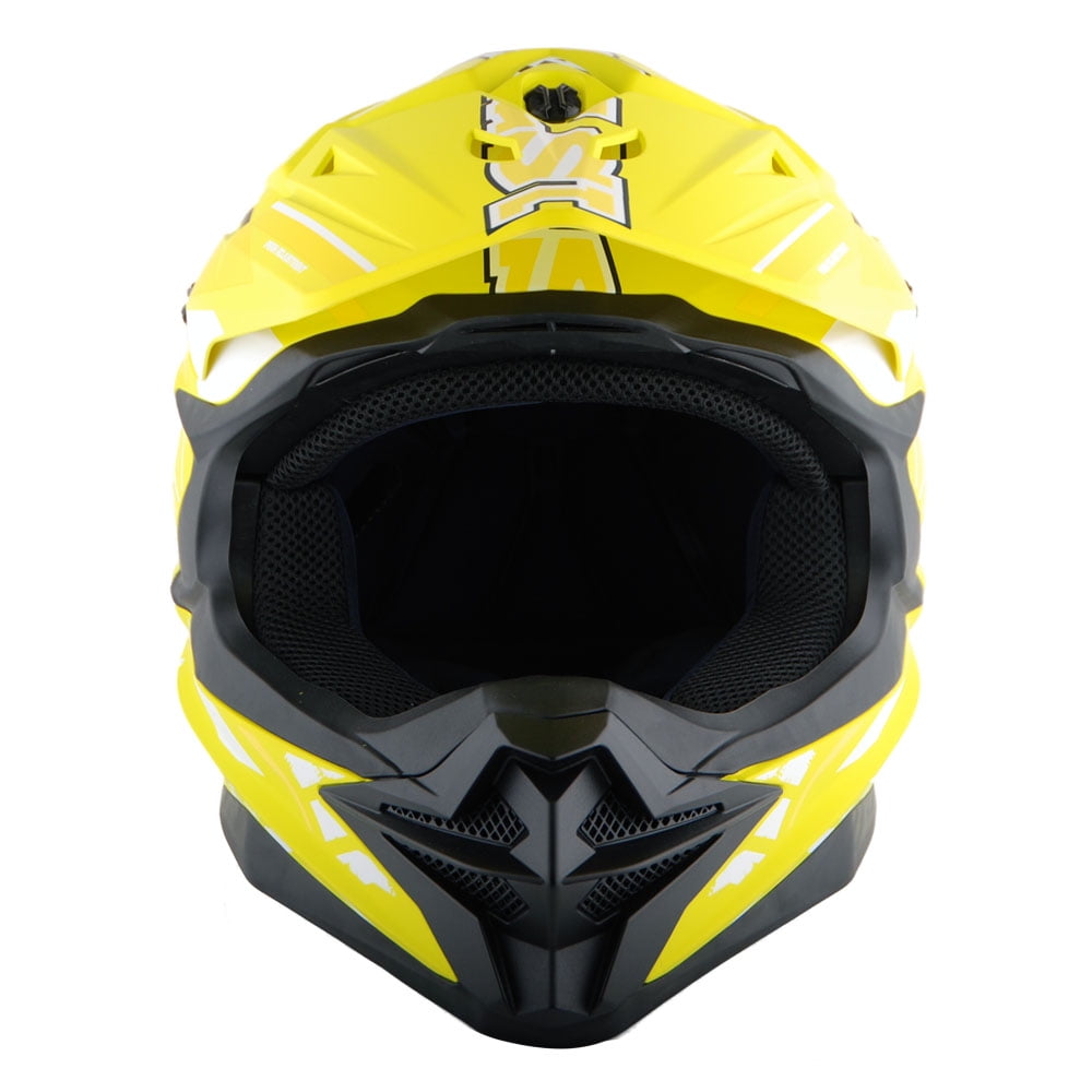 1Storm Motocross Adult Helmet Downhill Mountain Bike Helmet BMX MX ATV Dirt Bike Storm Style HF803; Storm Yellow