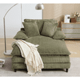 thumbnail image 5 of JONPONY 64''x54'' Chaise Lounge Chair Indoor, Oversized Upholstered Sofa Bed, Sleeper Couch Reading Chairs Fluffy Plush Faux Fur Cloud Sofas Couches with Adjustable Back for Living Room, Green, 5 of 11