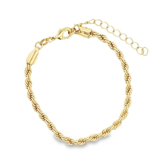 3mm Gold Rope Chain Bracelet (I42)