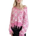 thumbnail image 1 of Qiylii Women Long Sleeve Loose Sweaters Valentine's Day Heart Pattern V-Neck Tassel Knitted Pullover Fall Winter Jumpers Tops, 1 of 9