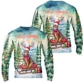 thumbnail image 3 of Merry Christmas Santa Reindeer Antlers Abyssinian Sleigh Xmas Winter Holiday All Over Print 3D Sweatshirt Unisex Merch Cat Lover Kitten Owner Gifts - 00023, 3 of 6
