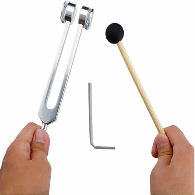 Tuning Forks Sound Therapy for Stress Relief Healing Tuning Fork Set Tuning Fork Set with Reflex Hammer,1 x Tuning Fork 1 x Hammer 1 x Inner Triangle