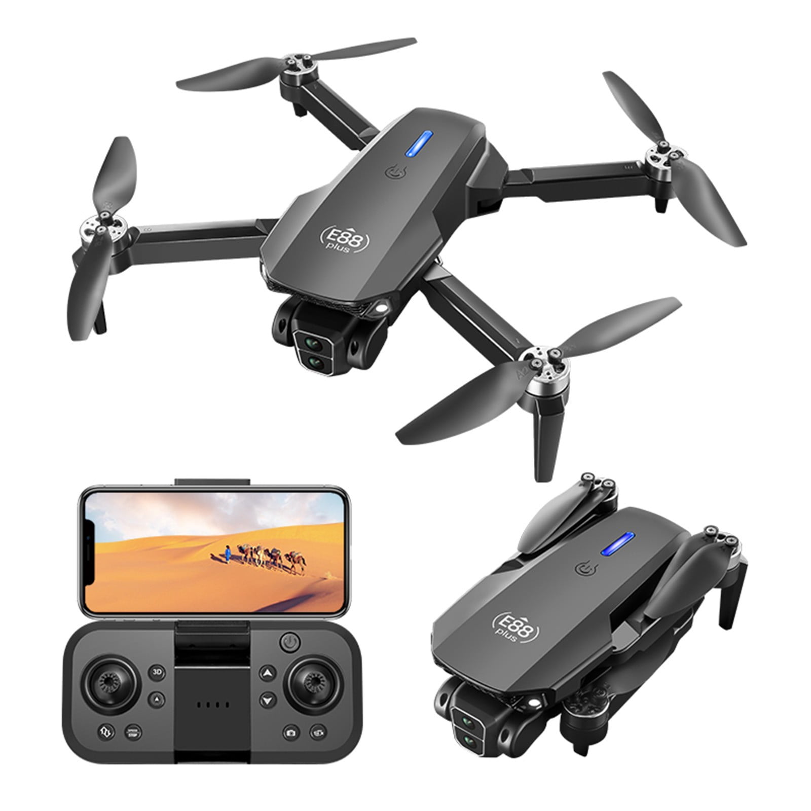 Drone with 4k Pixel High-Definition Dual Camera, Folding Body, Quadcopter with 120°Ultra Wide Angle Lens,Remote Control Toys Gifts