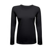 Womens Long Sleeve T Shirt With Super-Soft Stretch Fabric Round Neck T-Shirts