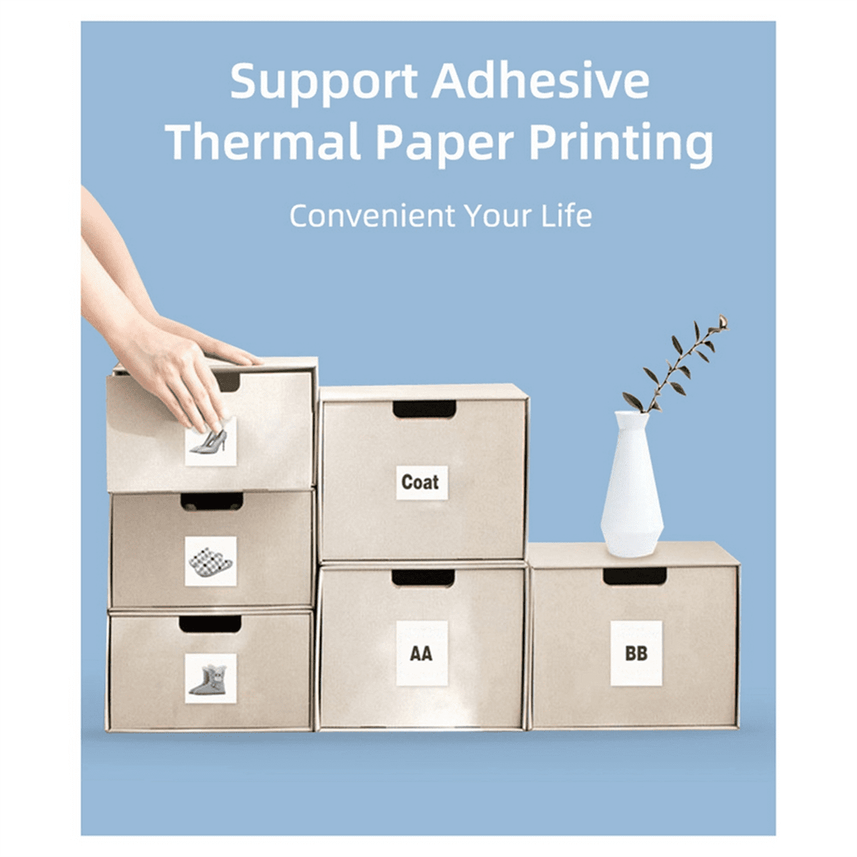 Mini LED Light Printer Pocket Thermal Paper Label Adhesive Webpage Picture Printing Bluetooth Wireless Type-C