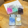 thumbnail image 7 of for iPhone 16 Plus Case, Compatible with MagSafe Clear Glitter Magnetic Military Grade Drop Protection Anti Yellowing Slim Case Shockproof Protective Sparkly Women Girls Cover - Green, 7 of 7