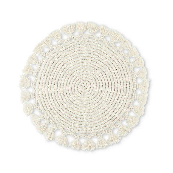 Better Homes & Garden Lauren Ensemble de sets de table en macramé rond 38,1 Naturel 1 pièce