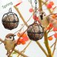 thumbnail image 2 of 4pcs Hanging Bird Feeders Metal Bird Grease Ball Holder Indoor Outdoor Black 7cm Diameter Food Dispenser With 4 S-shaped Hooks, 2 of 5