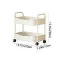 thumbnail image 6 of 2 Layer Kitchen Storage Carts, 13.77x6.29x15.35 Inch Storage Rack with Casters & Handles, Easy to Assemble, Suitable for Kitchen Bathroom Living Room(1pcs, White), 6 of 6
