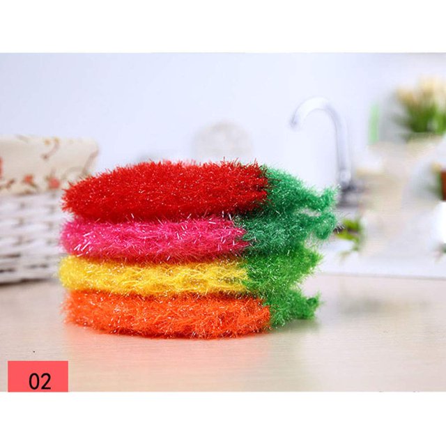 Juego de piezas Sartén acrílica/fregador de ollas para platos de cocina/toallas, toalla de trapo tejida a mano, acero inoxidable resistente a los arañazos (colores mezclados) Zhivalor WMZL-443
