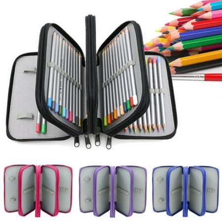 72 Slots Pencil Box,Four- Layers and 4 Zippers Large Capacity Pencil Case Pencil Pouch for High School College Students