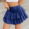 thumbnail image 3 of Jupe à Taille Haute à Volants Fendue Fluide Mini Jupes Extensible Vintage Jupe Doublée Superposée Plissée Décontractée Jupe de Lit Jupe Courte de Plage, 3 of 7
