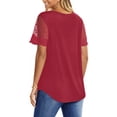 thumbnail image 5 of UVN Womens Summer Tops V Neck Lace Short Sleeve Shirts Casual Curved Hem Loose Fit Blouses, 5 of 9