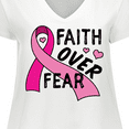 thumbnail image 4 of Inktastic Breast Cancer Awareness Faith over Fear Women's Plus Size V-Neck T-Shirt, 4 of 5