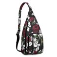 thumbnail image 1 of Autumn Leaves Shoulder Sling - Seasonal Maple & Flower Pattern, Fashionable Anti-Theft Daypack, 1 of 4