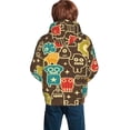 thumbnail image 2 of KLL Unisex Kids Boys Girls Hooded Pocket Pullover Hoodies-Robot and Monsters, 2 of 6
