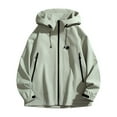 thumbnail image 4 of Mens Lightweight Waterproof Jacket Windproof Rain Hooded Hiking Jackets Color: Army Green Size: XXXL, 4 of 5