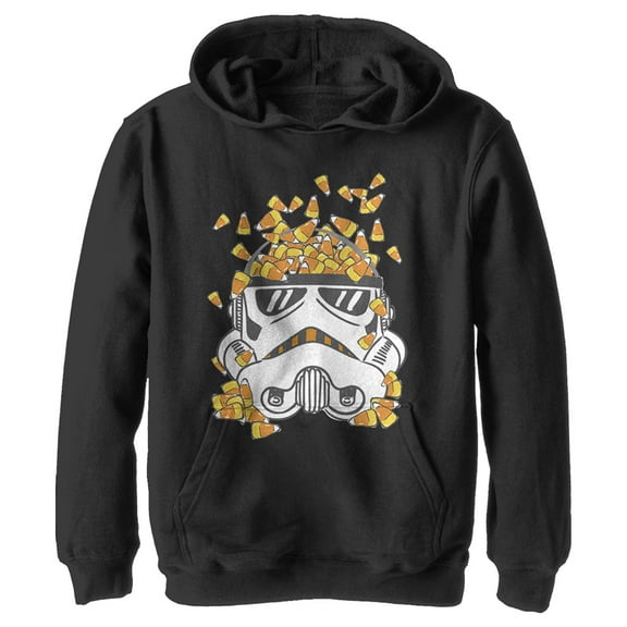 Boy's Star Wars Candy Corn Helmet Pull Over Hoodie Black Large