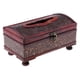 thumbnail image 5 of Chino Retro China Antiguo cuero de madera Cerradura de bronce Caja de pañuelos Patrón de hierba Zulema Cajas de madera del tejido, 5 of 8