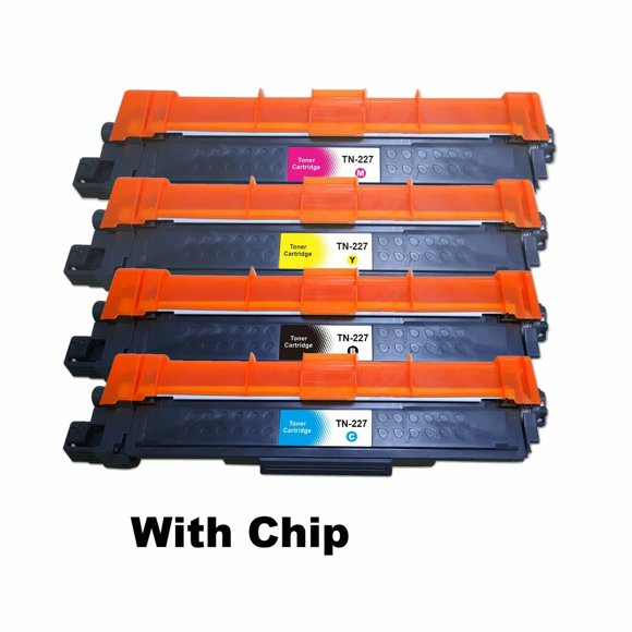 4 Pack (1 set) TN227 Compatible Toner Cartridge High Yield for Brother Printer TN-227 (K,C,M,Y)