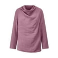 thumbnail image 4 of ZyeKqe Womens Long Sleeve Shirts Round Neck Top Solid Color Loose Fitted Tees Top Blouses, 4 of 6