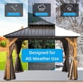 thumbnail image 7 of 12'x12' Hardtop Gazebo with Cedar Wood Frame, Galvanized Steel Double Roof, Curtains & Netting, Permanent Metal Pavilion for Patio, Backyard & Lawn, 7 of 7