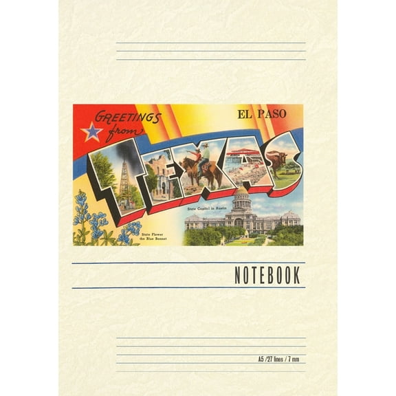 Vintage Lined Notebook Greetings from El Paso, Texas, (Paperback)