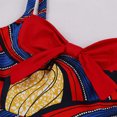 thumbnail image 4 of Moda mujer Casual Sexy verano Sling Bow estampado decorativo Retro Panel contraste vestido Pompotops  ghjkhdj4709, 4 of 8