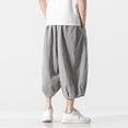 thumbnail image 6 of WEAIXIMIUNG Jean Shorts Men Beach Shorts for Men Summer Light Cotton Linen Loose Casual Straight Wide Leg Harem Pants Eight Pants Men, 6 of 6