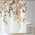 thumbnail image 3 of Eucalyptus Shower Curtain, Watercolor Tan Leaves on The Top Plant with Floral Bathroom Curtain Bathtub Home Decor Waterproof Fabric Machine Washable with 12 Hooks, 3 of 6