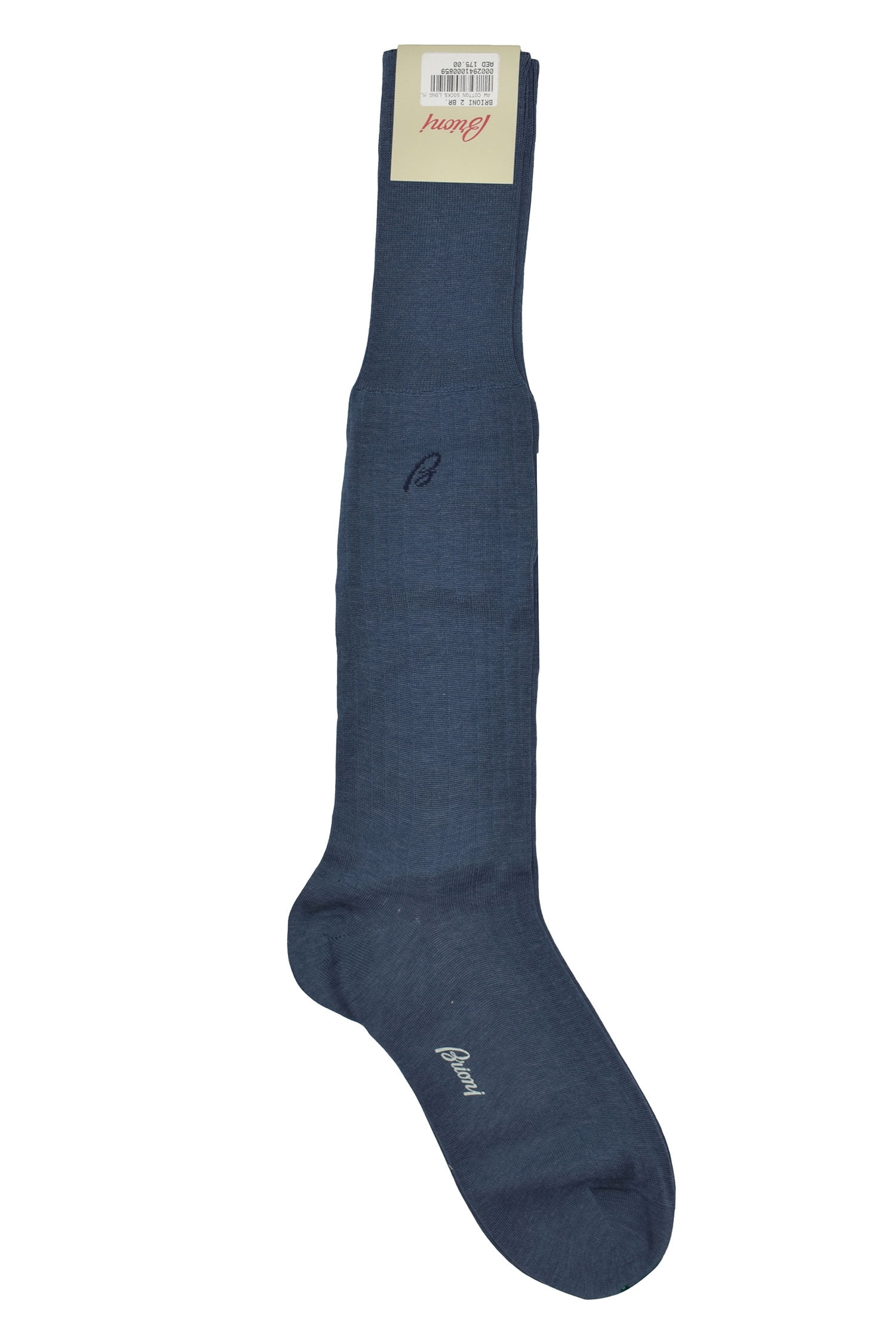 Brioni Mens Denim Blue 100% Cotton Long Socks 
