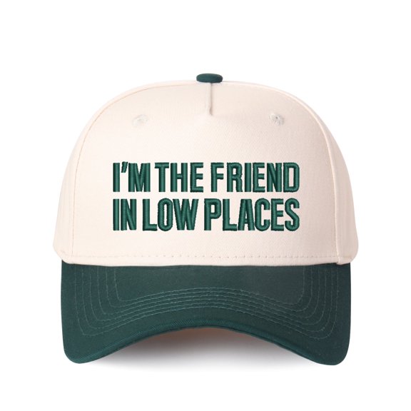VERGIAC I'M THE FRIEND IN LOW PLACES Letter Embroidered Trucker Hat, Unisex Adjustable Snapback Mesh Cap for Travel Daily Casual Wear